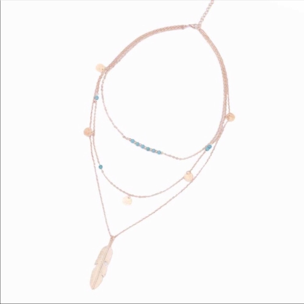 3 layer feather necklace - Picture 3 of 5